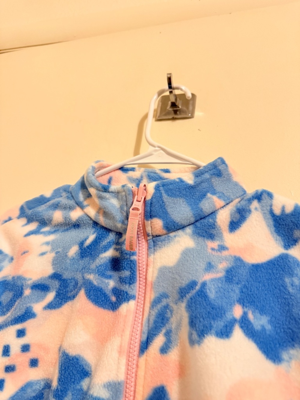 Eddie Bauer Kids Girls Fleece Jacket Size L (14/16) Blue Pink Floral Full Zip - Picture 3 of 14